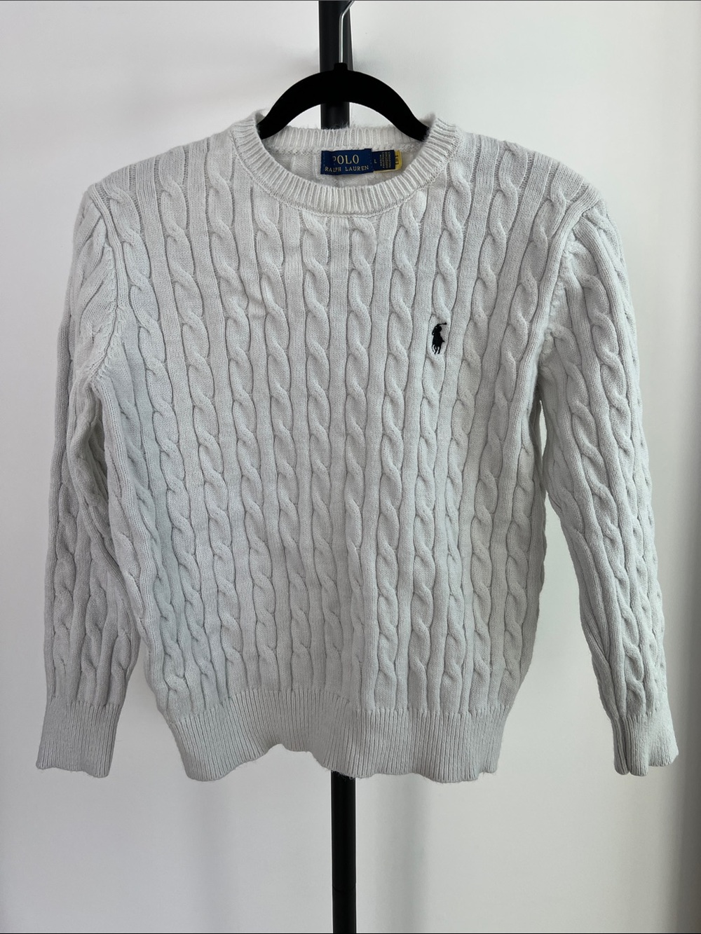 Polo by Ralph Lauren Cream Cable-Knit Crewneck Sweater
